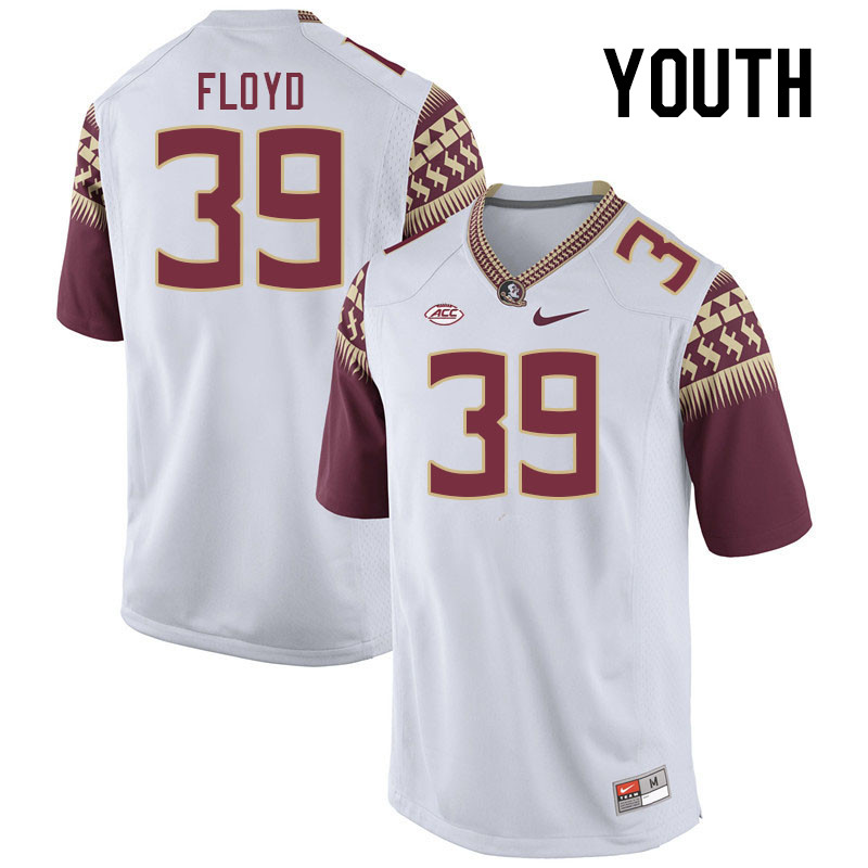 Youth #39 Jaden Floyd Florida State Seminoles College Football Jerseys Stitched-White